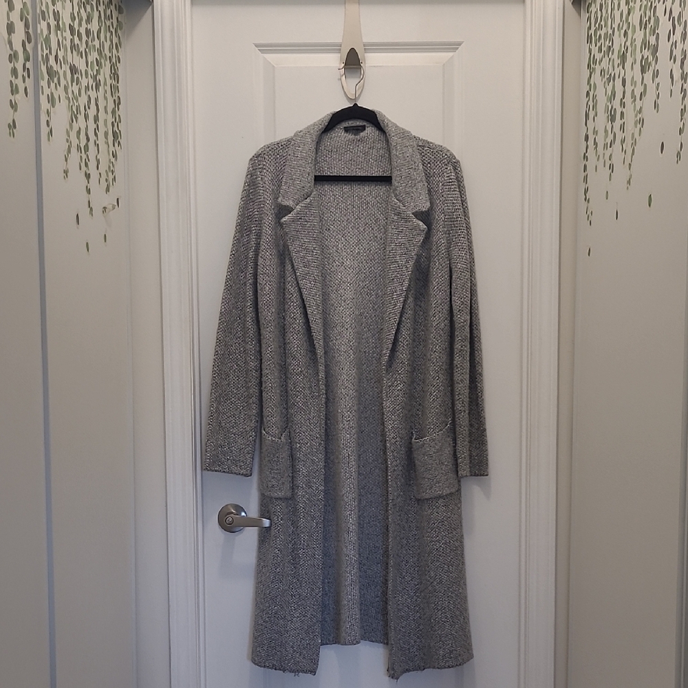 Dynamite Textured Knit Long Cardigan in Gray